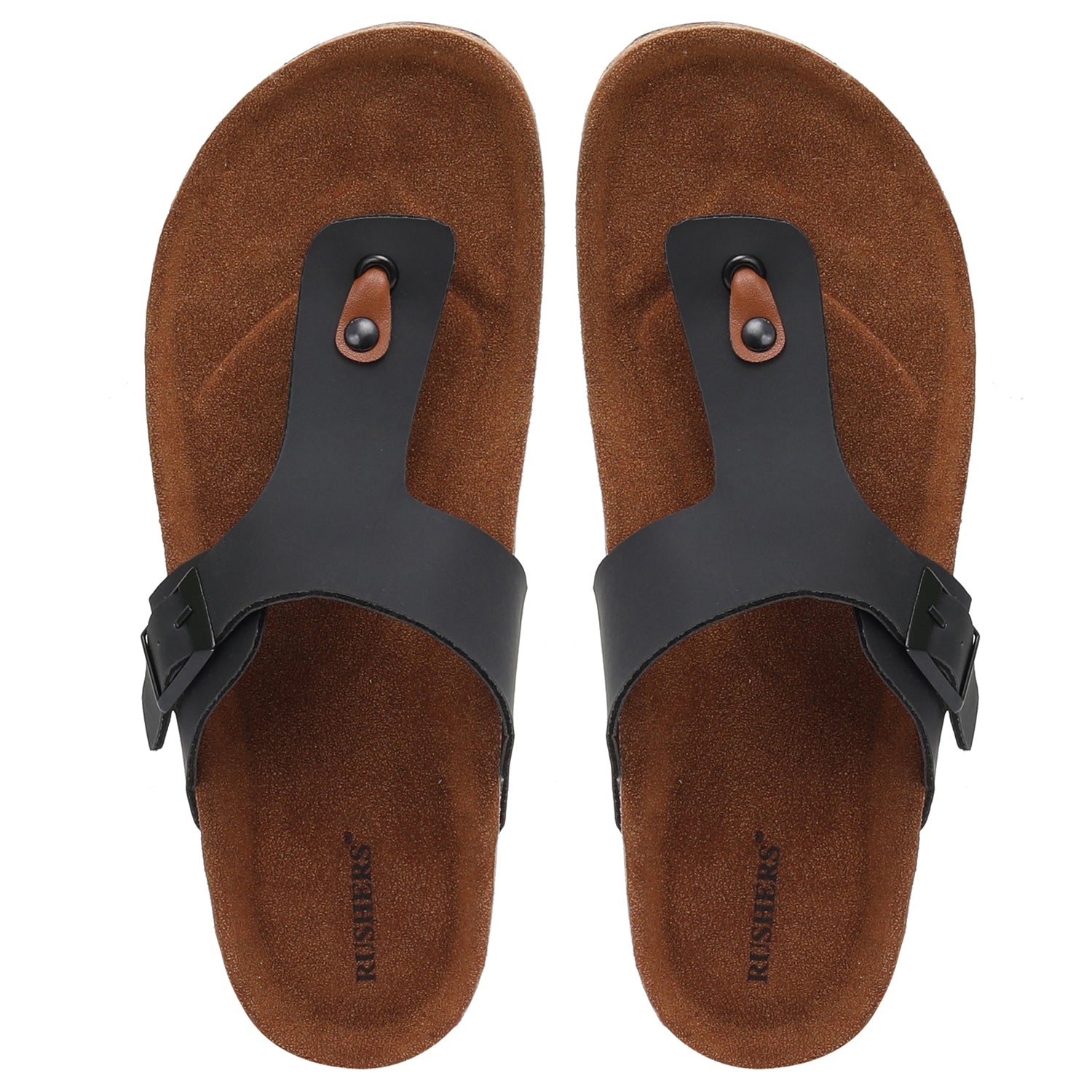 Men s Cork Slippers 5803 Black Rushers Flip Flop